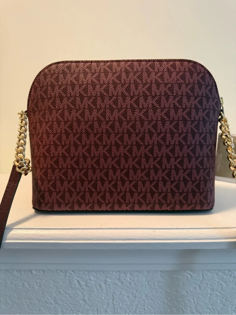 Michael Kors Jet Set Travel Medium Logo Dome Crossbody Bag in oxblood/cherry mon
